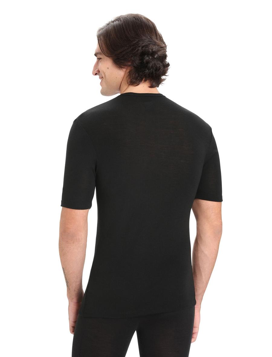 Base Layers Icebreaker Merino 175 Everyday Corta Sleeve Crewe Thermal Top Homme Noir | FR 1378HAPK